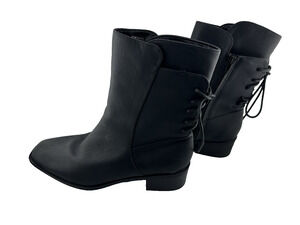 Sam Edelman Black Leather Lace Up & Zipper Mid-Calf Boots size 9